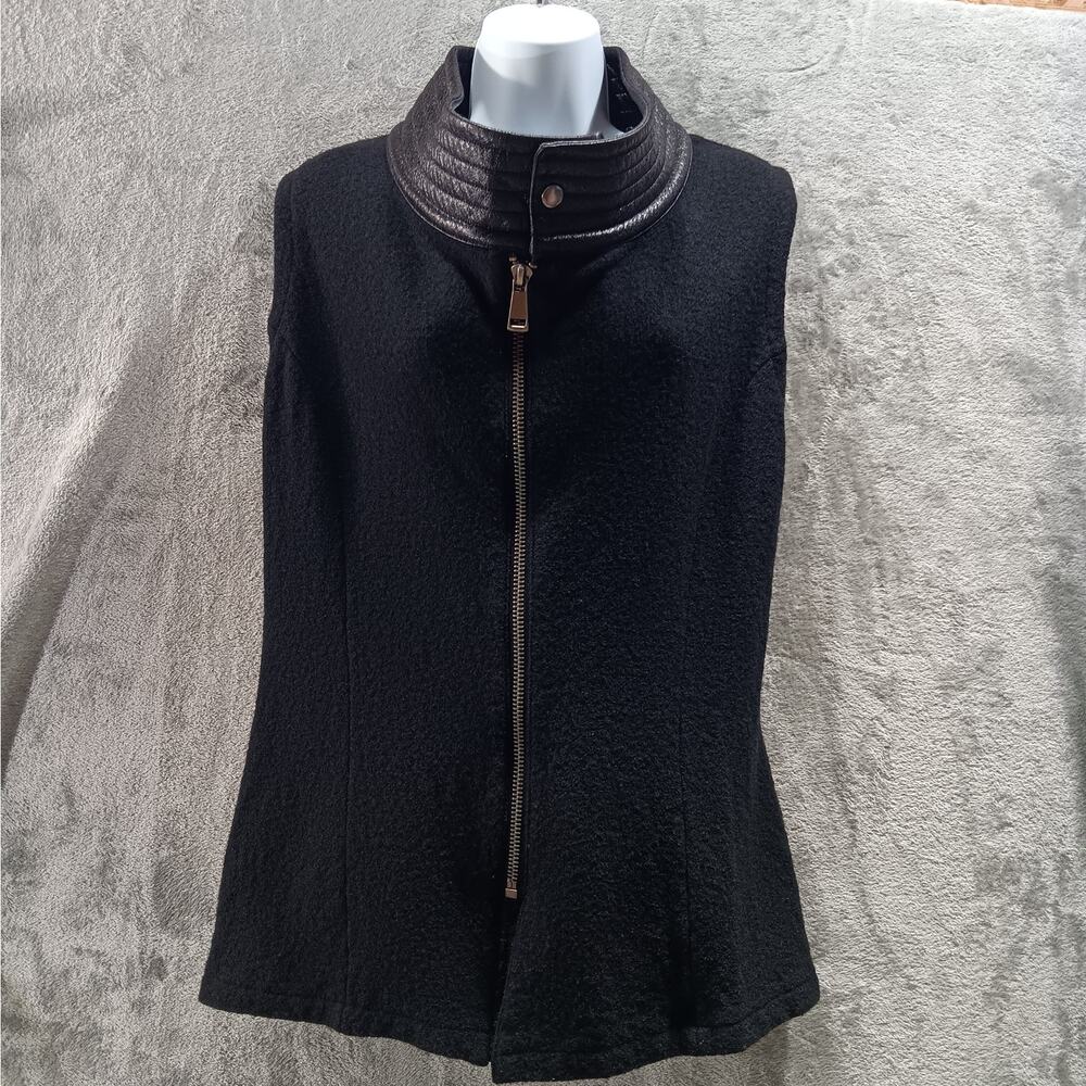 Live A Little Women's Vest Size Large Black Full Zip Semi Fitted Wool Blend
